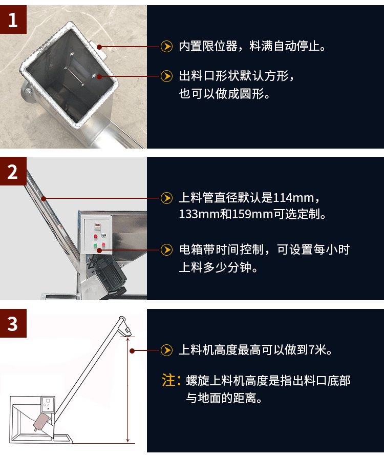 不銹鋼螺旋輸送機自動上料，可定制管徑，高度可做到7米